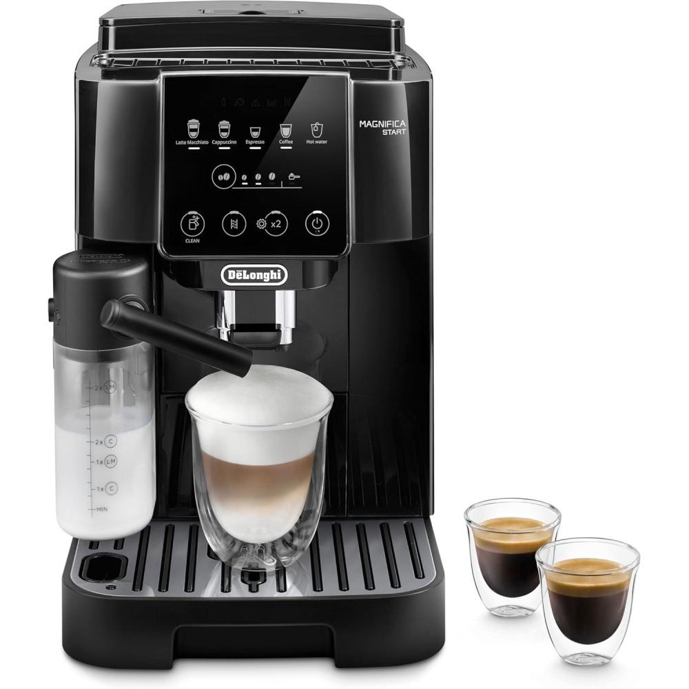 imageDeLonghi Magnifica Evo Automatic Espresso ampamp Coffee Machine with Auto Milk Frother Builtin Grinder ampamp AutoClean Function For Latte Cappuccino Americano Iced Coffee ECAM29084SB SilverStart Black