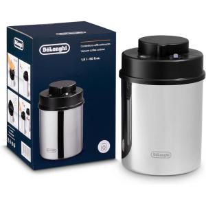 De’Longhi Coffee Canister, Vacuum Sealed Food Storage Container with Airtight Lid & Built-in Date Indicator, Polished Stainless Steel (Holds 1 LB / 500 g), DLSC063