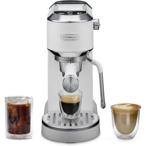 De’Longhi Dedica Duo Compact Espresso Machine – Cold Brew Coffee Maker with Milk Frother Wand- for Espresso, Hot & Iced Coffee, Cappuccinos, Lattes & Home Barista Brewing, Stainless Steel Finish(Vanilla)