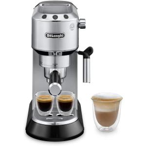 De’Longhi Dedica Espresso Machine with Manual Milk Frother, 15-Bar Pump & Adjustable Tray – Home Barista Coffee Maker for Espresso, Latte, Cappuccino & Iced Coffee – Italian Stainless Steel Design(Silver)