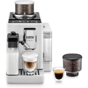 De’Longhi Rivelia Automatic Espresso Machine with Grinder & Milk Frother – All-in-One Coffee Maker, Hot & Iced Latte, Cappuccino, Bean Switch System, Burr Grinder, Compact Italian Design, White(Arctic White)