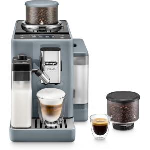 De’Longhi Rivelia Automatic Espresso Machine with Grinder & Milk Frother – All-in-One Coffee Maker, Hot & Iced Latte, Cappuccino, Bean Switch System, Burr Grinder, Compact Italian Design, White(Pebble Gray)