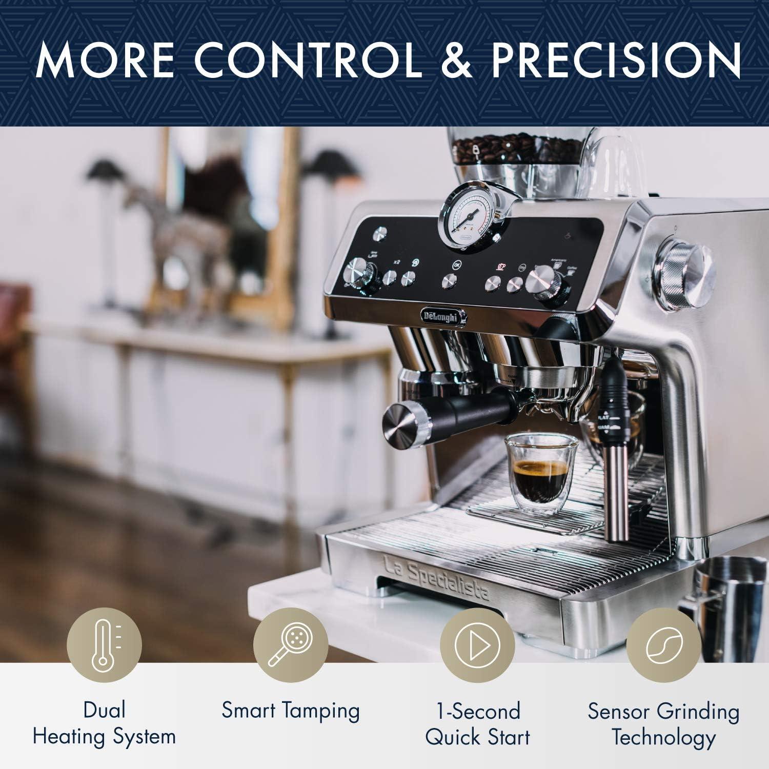 imageDeLonghi La Specialista Espresso Machine with Sensor Grinder Dual Heating System Advanced Latte System ampamp Hot Water Spout for Americano Coffee or Tea Stainless Steel EC9335M 13 litersSteel