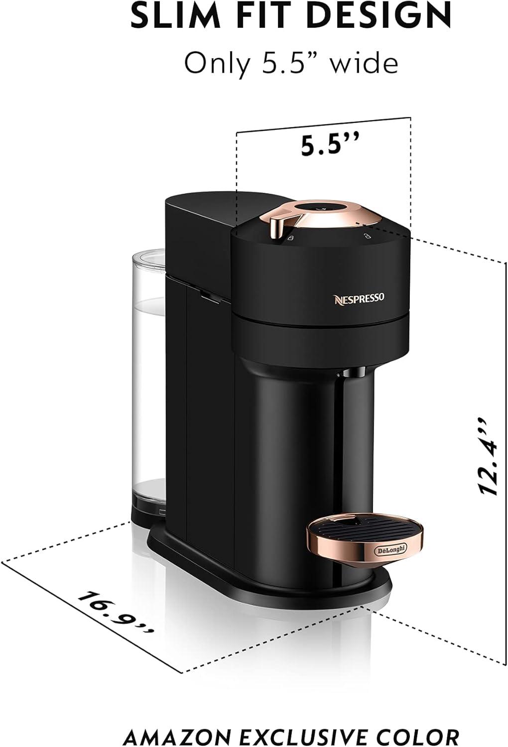 imageNespresso Vertuo Next Coffee and Espresso Machine by DeLonghi with Milk Frother 1100 ml Deluxe Matte Black Rose Gold