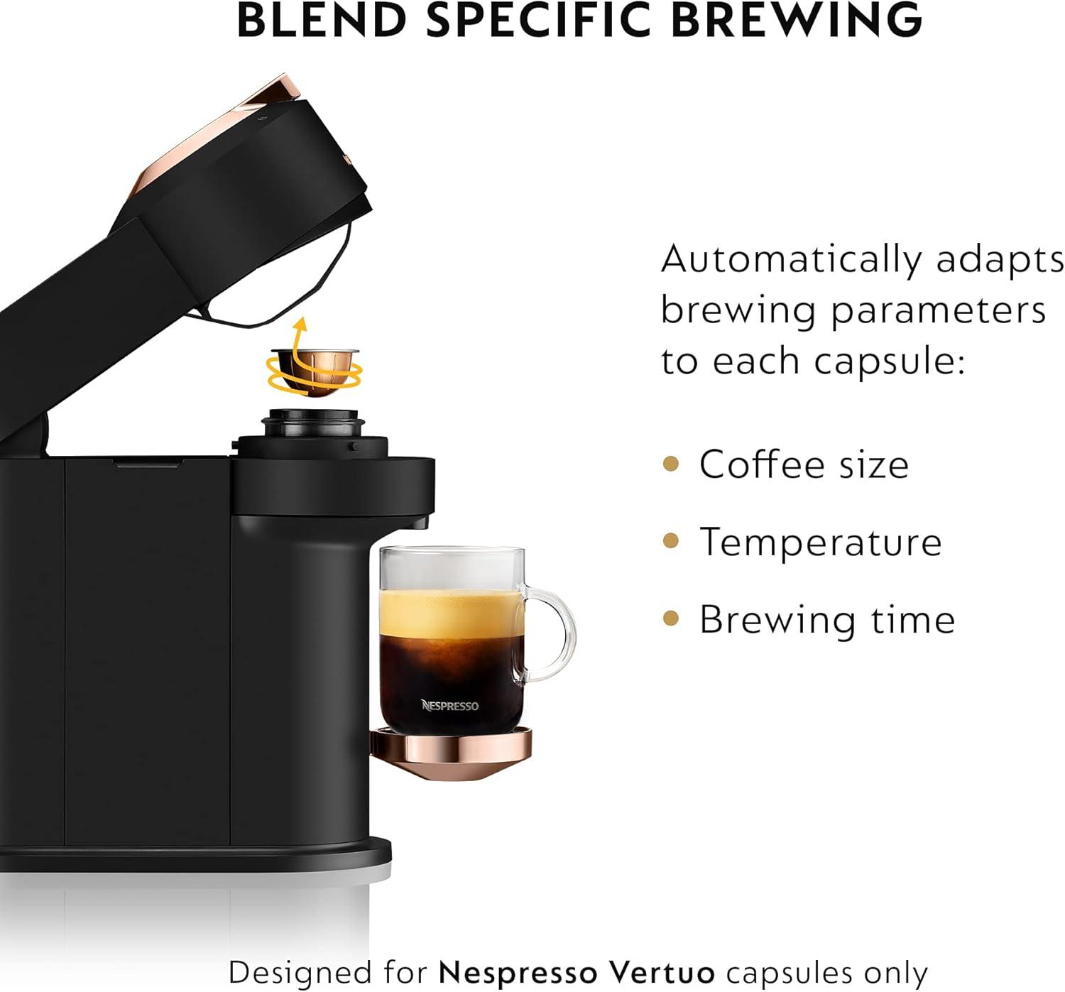 imageNespresso Vertuo Next Coffee and Espresso Machine by DeLonghi with Milk Frother 1100 ml Deluxe Matte Black Rose Gold